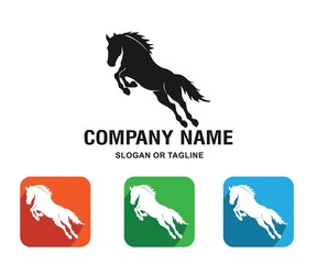 simple jumping horse logo and button
