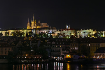view of Prague at night