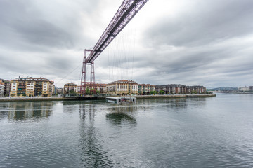 Fototapeta premium Wide angle of the Bizkaia suspension bridge