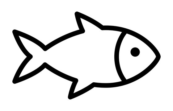 Fish or seafood line art icon for food apps and websites