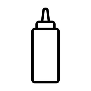 Ketchup or mustard squeeze bottle line art icon for food apps and websites