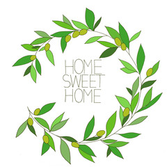 Plakaty  Domowy słodki dom, ręcznie rysowana inspirująca grafika w kolorze kwiatowym