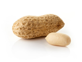 Peanuts on white background