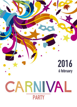Carnival party poster with several party elements