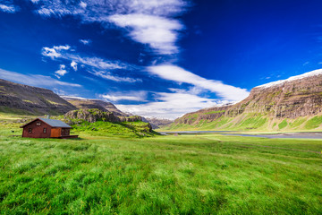 Small cottage in the mountains, Iceland