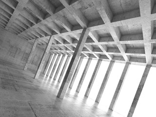 Empty concrete room with columns, 3d illustration