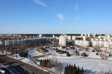 Fototapeta na wymiar Panorama of houses of the area East of the city of Minsk