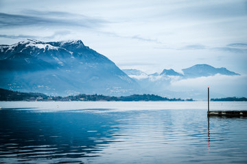 Last light of the day on Lake Garda, Italy.