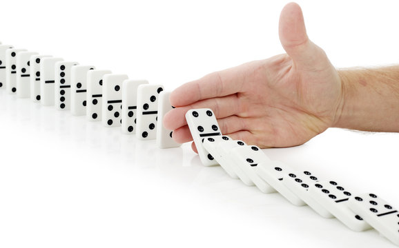 hand stop dominoes continuous toppled