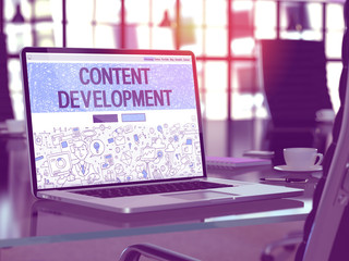 Laptop Screen with Content Development Concept.