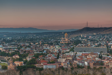 Evening view of Tbilisi from Narikala Fortress