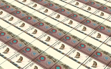 Nicaraguan cordoba bills stacks background. Computer generated 3D photo rendering.