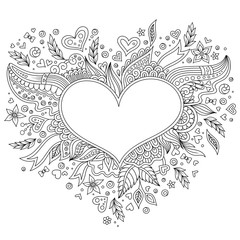 Coloring page flower heart St Valentine's day