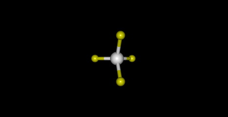 Xenon tetrafluoride molecular structure isolated on black