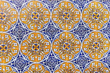 Traditional ornate portuguese decorative tiles azulejos