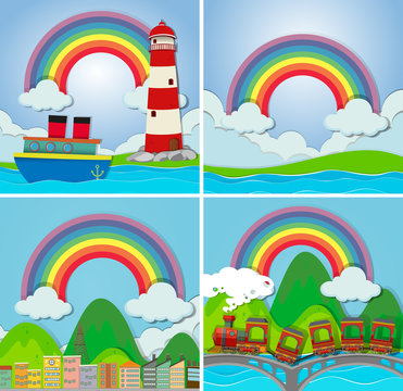 Four scenes with rainbow