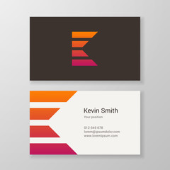 Letter K stripes Business card template