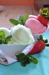 ice cream of various flavors