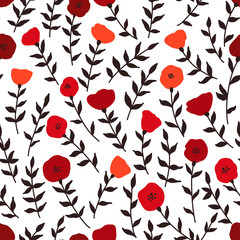 Elegant seamless pattern with poppy