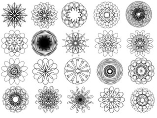 20  spirographs, vector image, EPS10