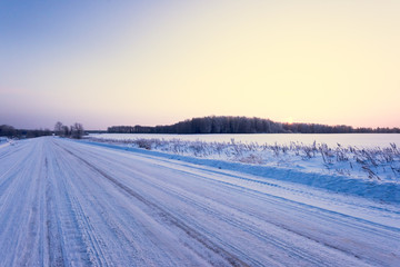Fototapeta na wymiar Winter rural road