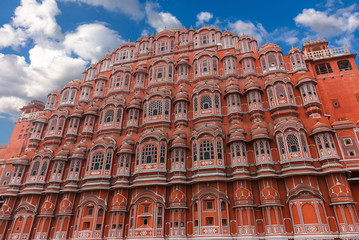 Hawa Mahal, a beautiful sandstone palace built in 1798, Jaipur, Rajasthan, India. which was also called Palace of Wind or Palace of Breeze.