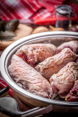 Beef roulades on frying pan.