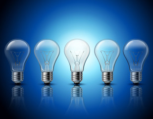 Light bulbs set idea concept banner