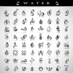 Water And Drop Icons Set - Isolated On Background - Vector Illustration, Graphic Design Editable For Your Design
