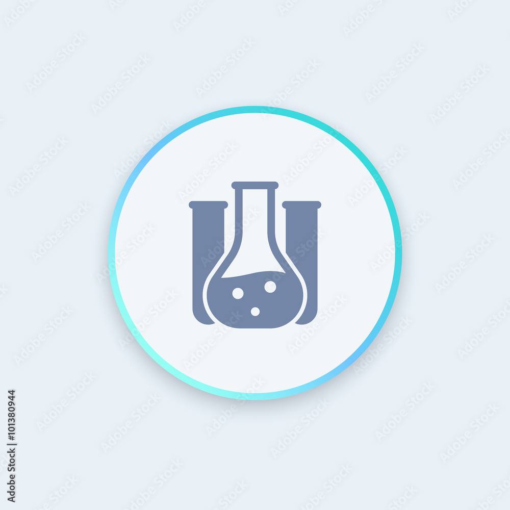 Wall mural Chemistry icon, lab glass tube, chemistry lab round icon, vector illustration