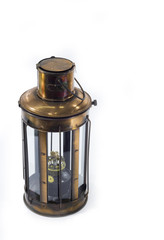vintage style kerosene lamp, lantern on a white background