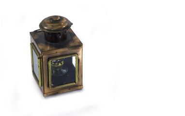 vintage style kerosene lamp, lantern on a white background