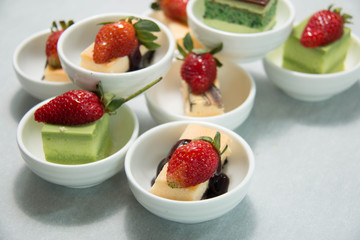  cake on the table for the buffet in cup