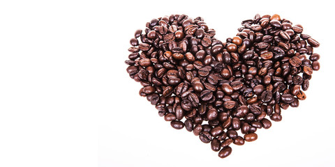 Heart from coffee beans isolated on a white background