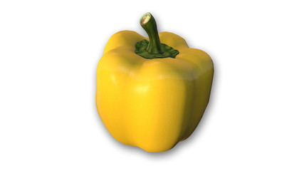 Yellow bell pepper, paprika isolated on white background, close-up view