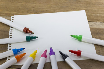 colorful marker pen on drawing pad