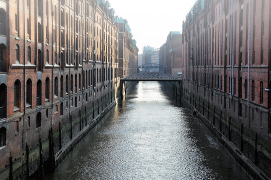 channel and bridges at Hamburg, Germany