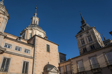 Royal Palace of La Granja de San Ildefonso, Segovia, Spain. It is an 18th-century palace in a restrained baroque style surrounded by extensive gardens in the French manner and sculptural fountains