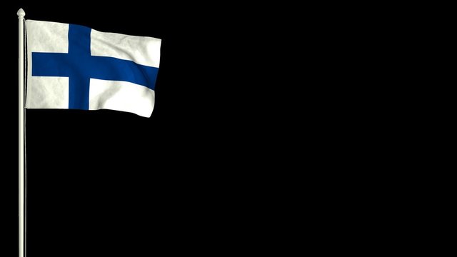 Finnish flag waving in the wind with PNG alpha channel for easy project implementation.