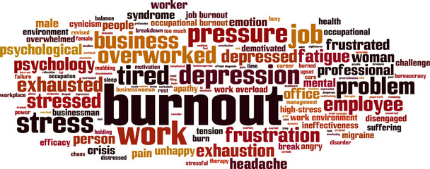Burnout word cloud concept. Vector illustration