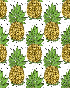 Vector pineapple seamless pattern.