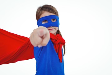 Masked girl pretending to be superhero
