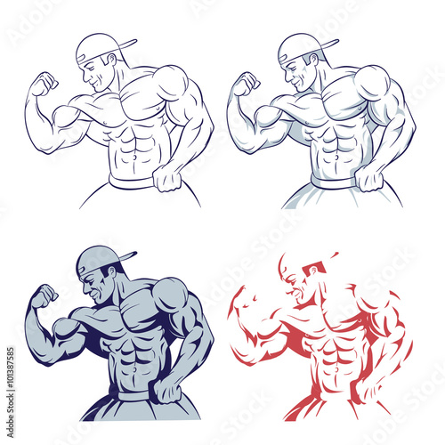 >Cartoon Bodybuilder Drawing