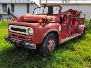 old fire truck in province chaiyaphum thailand