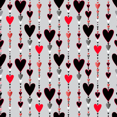 Seamless pattern. Hearts striped background.