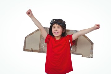 Boy pretending to be a pilot