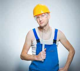 Funny young builder