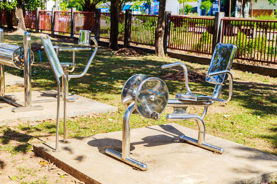 fitness equipment in a park

