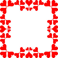 Vector Illustration. Frame of Red Hearts, Template for Greeting Card.