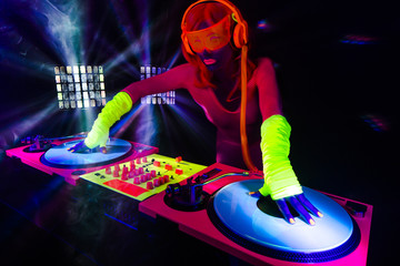 sexy neon uv glow DJ